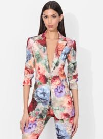 Breann Fitted Long Blazer In Storm Floral Sm Alice Olivia at Alice + Olivia