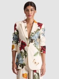 Breann Printed Linen Blazer In Provence Floral Lg Alice Olivia at Alice + Olivia