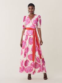 Breeze Floral-Print Silk Long Wrap Dress by Diane von Furstenberg at DvF