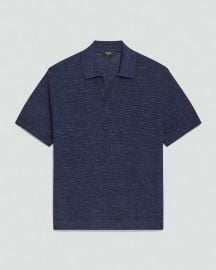 Brenan Polo Shirt in Pacific Linen Mens Polo Shirt at Theory