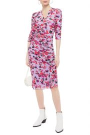  Brendon Ruched Floral-Print Stretch-Mesh Dress by Diane von Furstenberg at The Outnet