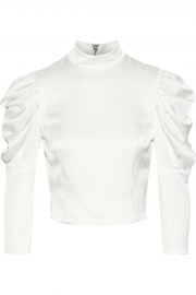 Brenna cropped gathered satin-crepe blouse at The Outnet