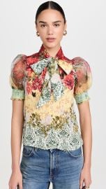 Brentley Floral Tie Neck Puff Sleeve Top at Shopbop