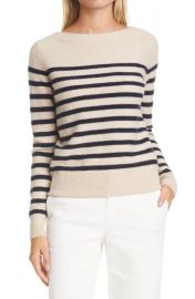 Breton Boat Neck Stripe Cashmere Sweater at Nordstrom