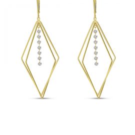 Brevani 14 Karat Yellow Gold 3-D Geometric Diamond Leverbacks Earrings 086 Ct - 001-150-05779 at Ackerman Jewelers