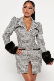 Brielle Tweed Blazer Dress - BlackWhite Fashion Nova Dresses Fashion Nova at Fashion Nova