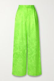 Bright green Pleated jacquard wide-leg pants  CHRISTOPHER JOHN ROGERS  NET-A-PORTER at Net a Porter