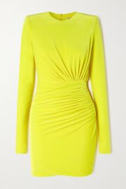 Bright yellow Ruched stretch-velvet mini dress  ALEXANDRE VAUTHIER  NET-A-PORTER at Net a Porter