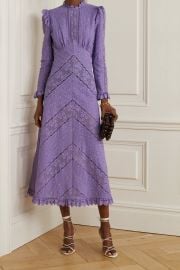 Brighton paneled cotton-blend lace midi dress at Net a Porter