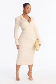 Brisa Long Sleeve Tweed Midi Dress - Mauve Fashion Nova at Fashion Nova