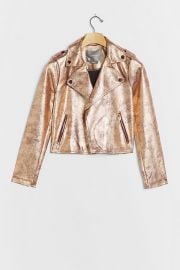 Brisa Metallic Faux Leather Moto Jacket by Anthropologie at Anthropologie