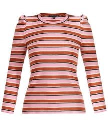 Britney Striped Puff-Sleeve Top at Veronica Beard