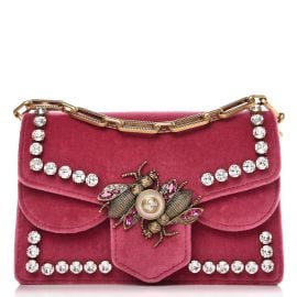 Broadway Embellished Velvet Chain Shoulder Bag In Raspberry by Gucci at Fashionphile