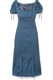 Brock Collection - Ruched crinkled matte-satin midi dress at Net A Porter