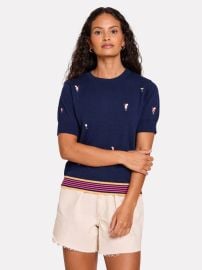 Brodie Cocktail Embroidery Tee - Navy - at TABS Bermuda