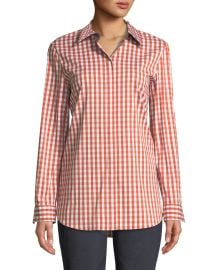 Brody Long-Sleeve Gingham Blouse at Last Call