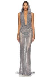 Bronx And Banco Amalia Rhinestone Noir Gown In Black Silver at Revolve