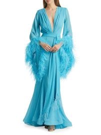 Bronx And Banco Geisha Plunge Feather Cuff Gown at Saks Fifth Avenue