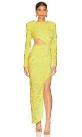 Bronx And Banco Ricky Sequins Gown In Neon Yellow at Revolve