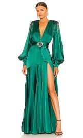 Bronx and Banco Carmen Gown in Emerald at Revolve