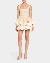 Bronx and Banco Catalina Beaded Fit-amp-Flare Ruffle Mini Dress at Neiman Marcus