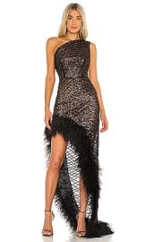 Bronx and Banco Lola Sheer Feather Gown in Black at Revolve