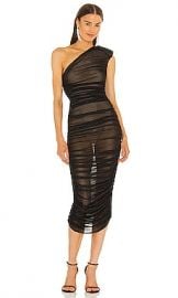 Bronx and Banco Maya One Shoulder Midi Dress in Black at Revolve