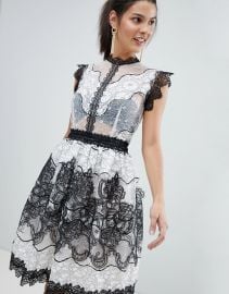 Bronx and Banco Monochrome Lace Mini Dress at Asos