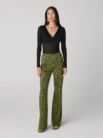 Brooklyn Pants in Mini Floating Plaid Ecru at Diane von Furstenberg