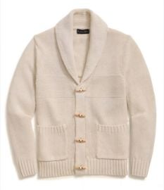 Brooks Brothers - Cotton Shawl Collar Toggle Cardigan Oatmeal Sweater - Size XL at eBay