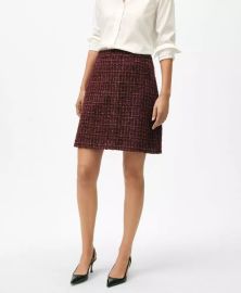 Brooks Brothers A Line Skirt in Cotton Wool Blend Boucle in Dark Red at Brooks Brothers