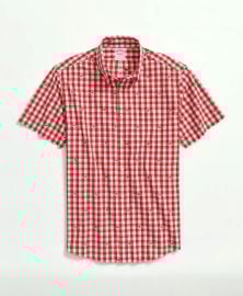 Brooks Brothers Embroidered Gingham Short Sleeve Sport Shirt at Brooks Brothers