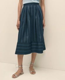 Brooks Brothers Linen Cotton Striped Jacquard Pleated Skirt at Brooks Brothers