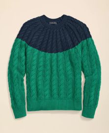 Brooks Brothers Supima Cotton Cable Contrast Yoke Sweater at Brooks Brothers