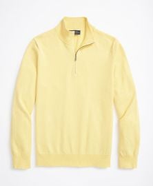 Brooks Brothers Supima Cotton Half Zip Sweater in Yellow Heather at Brooks Brothers