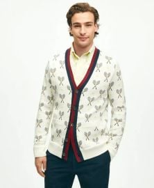 Brooks Brothers Supima Cotton Racquet Jacquard Pattern Cardigan at Brooks Brothers