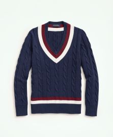 Brooks Brothers Vintage Inspired Tennis V Neck Sweater in Supima Cotton at Brooks Brothers