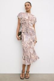 Brown Abstract Printed Midi Dress by Luxely Rent the Runway at Rent the Runway