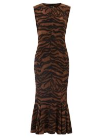 Brown Fishtail-hem tiger-print jersey dress  Norma Kamali  FASHION US at Matches