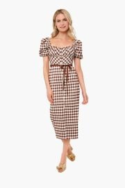 Brown Gingham Check Midi Dress  Self-Portrait at Tuckernuck