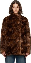Brown Jya Faux-Fur Coat at Ssense
