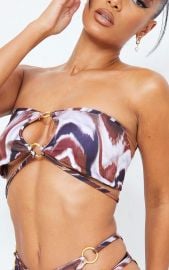 Brown Marble Print Ring Bikini Top  PrettyLittleThing USA at Pretty Little Thing