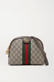 Brown Ophidia textured leather-trimmed printed coated-canvas shoulder bag GUCCI NET-A-PORTER at Net a Porter