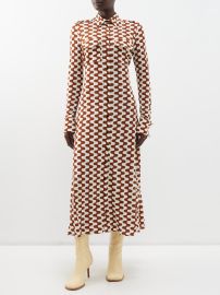 Brown Printed-jersey maxi shirt dress Proenza Schouler FASHION US at Matches