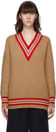 Brown Reese V-Neck Sweater by Burberry on Sale at ssense