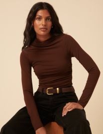 Brown Ruched Long Sleeve Top at Nobodys Child
