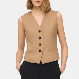 Brown Wool Flannel Tailored Vest Theory Outlet at Theory