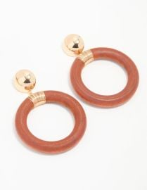 Brown amp Gold Oval Wrapped Drop Earrings - Lovisa at Lovisa