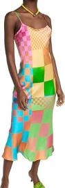 BruceGlen Womens Printed Silk Slip Dress Psych Check X-Small at Womens Clothing store at Amazon