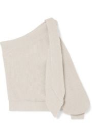 Brunello Cucinelli - One-shoulder tie-detailed cotton sweater at Net A Porter